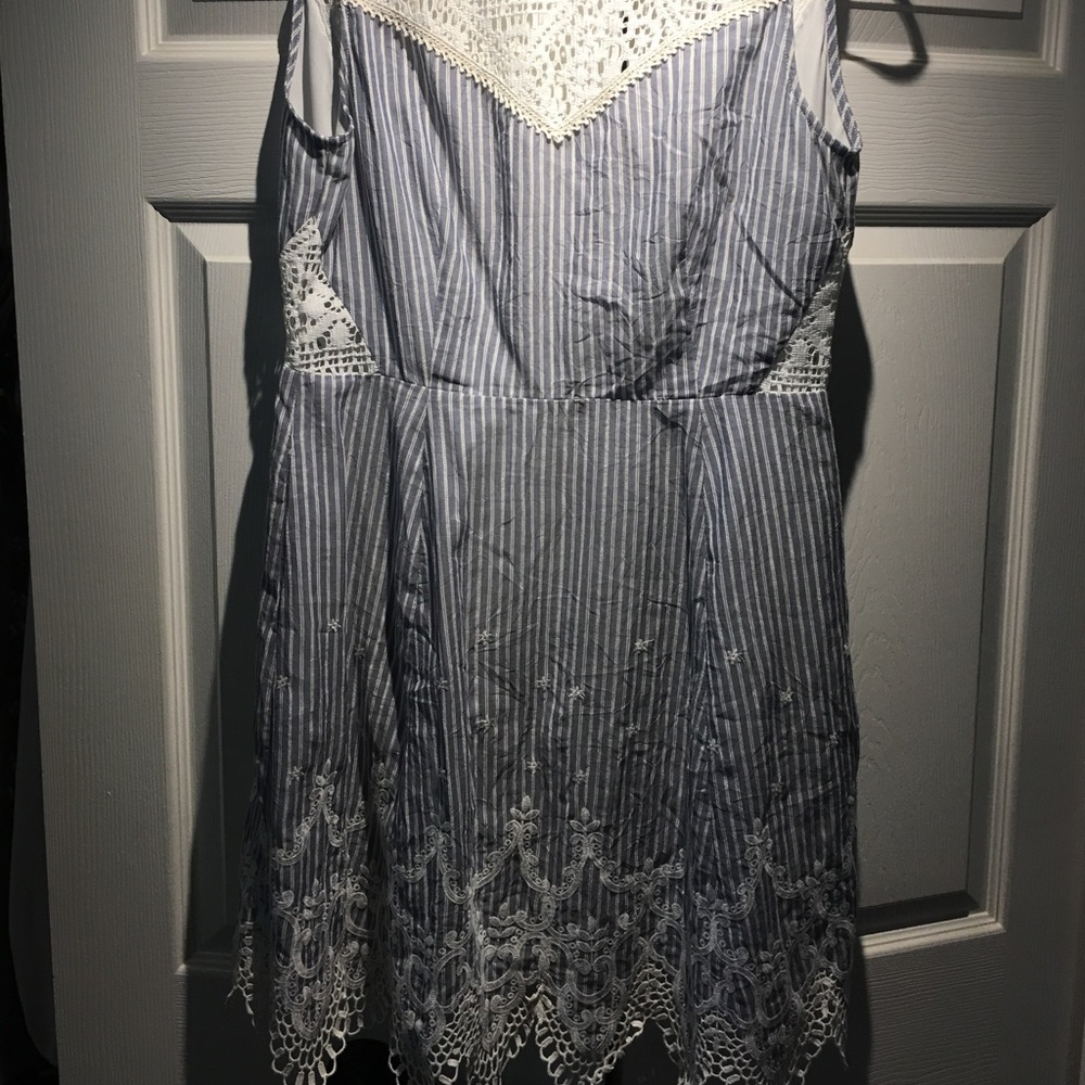 Greylin Mindy Sear Sucker Striped Dress with lace